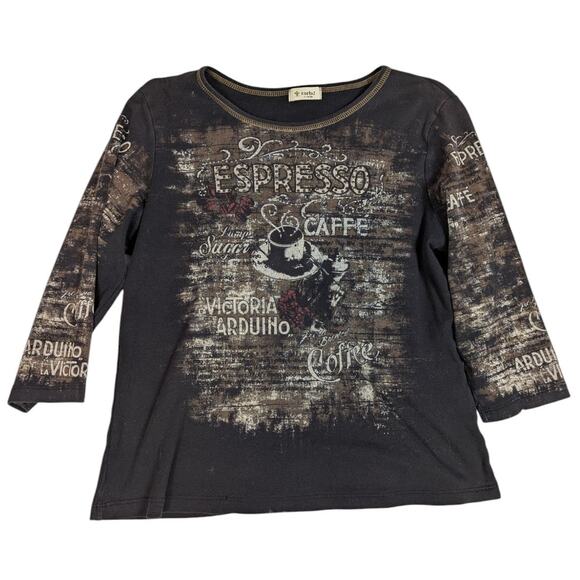 Y2K Vintage Bling Coquette Whimsygoth Tee T-Shirt Brown XL - Picture 3 of 9